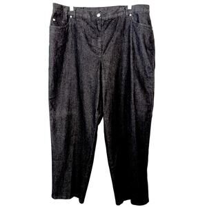 NWT Ruby Rd Woman 18W Black Jeans Wide Leg Pull On Stretch Denim Elastic Relaxed